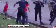 Policajac tukao navijača pred sinom (Video)