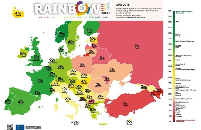 Crna Gora nastavlja da pada na duginoj mapi Evrope