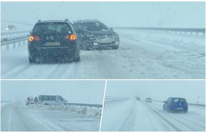 Snijeg napravio haos na auto-putu u Miloš Veliki u Srbiji