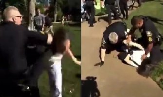 Snimak hapšenja profesorice na propalestinskim demonstracijama zgrozio svijet: Policajac je bacio na zemlju