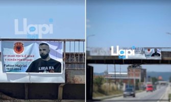 Na Kosovu postavljen transparent s likom Hajrizija koji je ubio policajca MUP-a Srbije, napisana i poruka